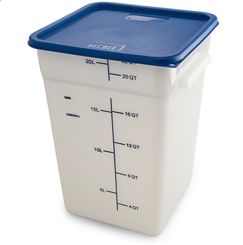 POLYETHYLENE SQUARE FOOD SQUARE CONTAINER 22 QT - WHITE, WITHOUT LID
