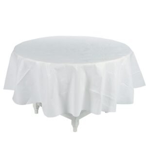 WHITE LINEN-LIKE TABLE COVER 82" x 82"