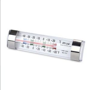 REFRIGERATOR/FREEZER THERMOMETER 2" ANALOG, STAINLESS STEEL, -20 TO 80 ?F, -29 TO 27 ?C