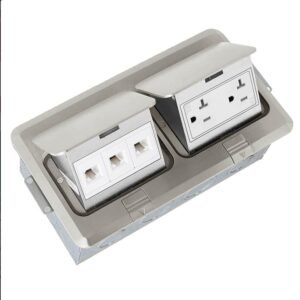 SWITCH, BOX, POP-UP, FLOOR, 2-GANG, STAINLESS STEEL, SILVER, 110-220V, 10-20A, WENZHOU,