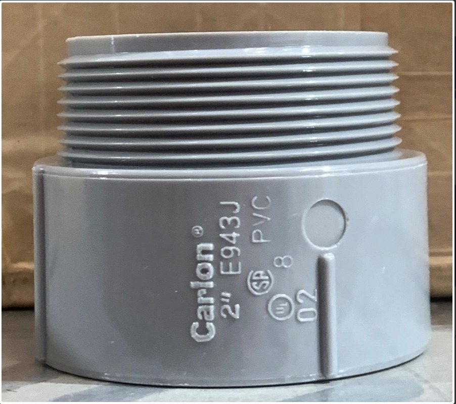 ADAPTER, ELECTRICAL CONDUIT, PVC, 2 INCHES