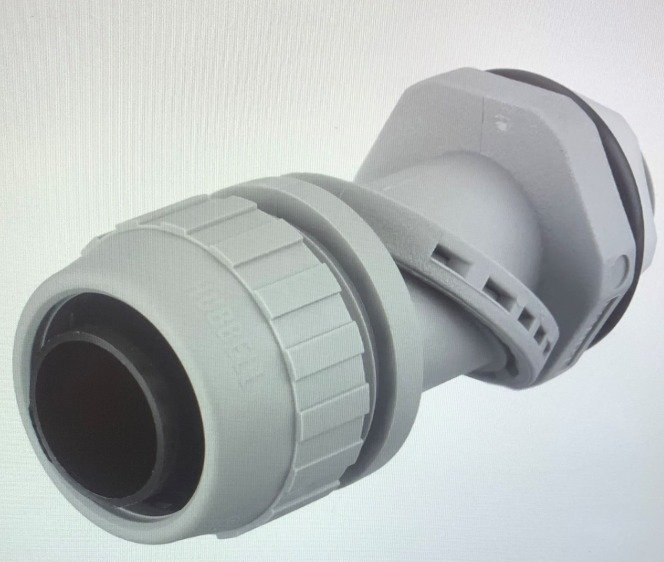 BOX CONNECTOR, ELECTRICAL, LIQUID TIGHT, MULTI-POSITION, NYLON, GRAY, 3/4 INCHES, MANUFACTURER: HUBBELL,