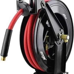 HOSE REEL, STEEL FRAME, RUBBER HOSE, 300 PSI, 50 FEET X 1/2 INCHES, MANUFACTURER: MILTON INDUSTRIES,