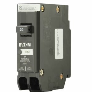 CIRCUIT BREAKER, PLUG IN, GROUND FAULT, 1 POLE, 10 KAIC, 120/240V, 20A