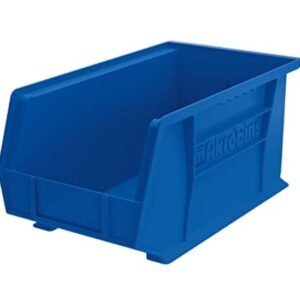 BIN, STORAGE, STACKABLE, POLYPROPYLENE, BLUE, 18 X 8 X 9 INCHES, MANUFACTURER: ULINE,