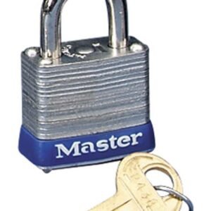 PADLOCK, KEYED, STEEL, 1-1/2 X 1 X 2 INCHES, MANUFACTURER: MASTER LOCK, MODEL: 4T082,