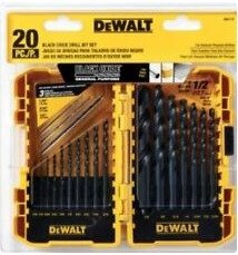 DRILL BIT, SET, 20PC, BLACK OXIDE, DEWALT,