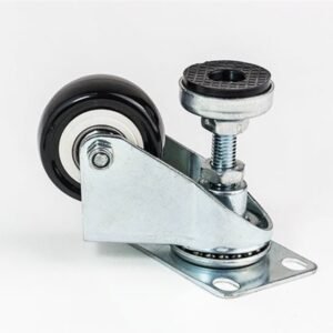 CASTER, SWIVEL, W/ ADJUSTER FOOT, STEEL/RUBBER, BLACK, 50 MM