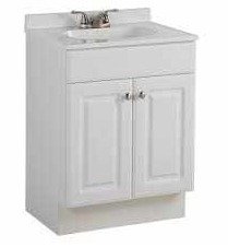 VANITY,BATHROOM,SINGLE SINK,CULTURED MARBLE,WHITE,