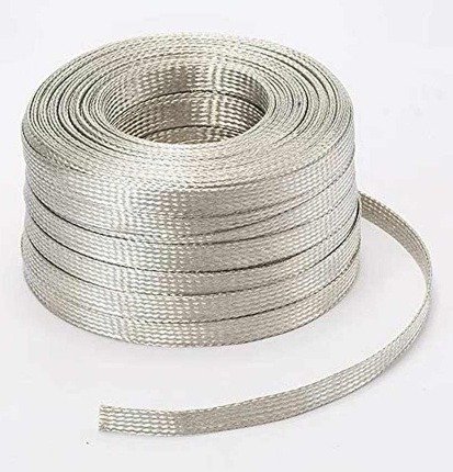 STRIP, ELECTRICAL GROUNDING, BRAID, w/ EYELETS, CONNECTOR, 1/2 INCH X 25 FEET
