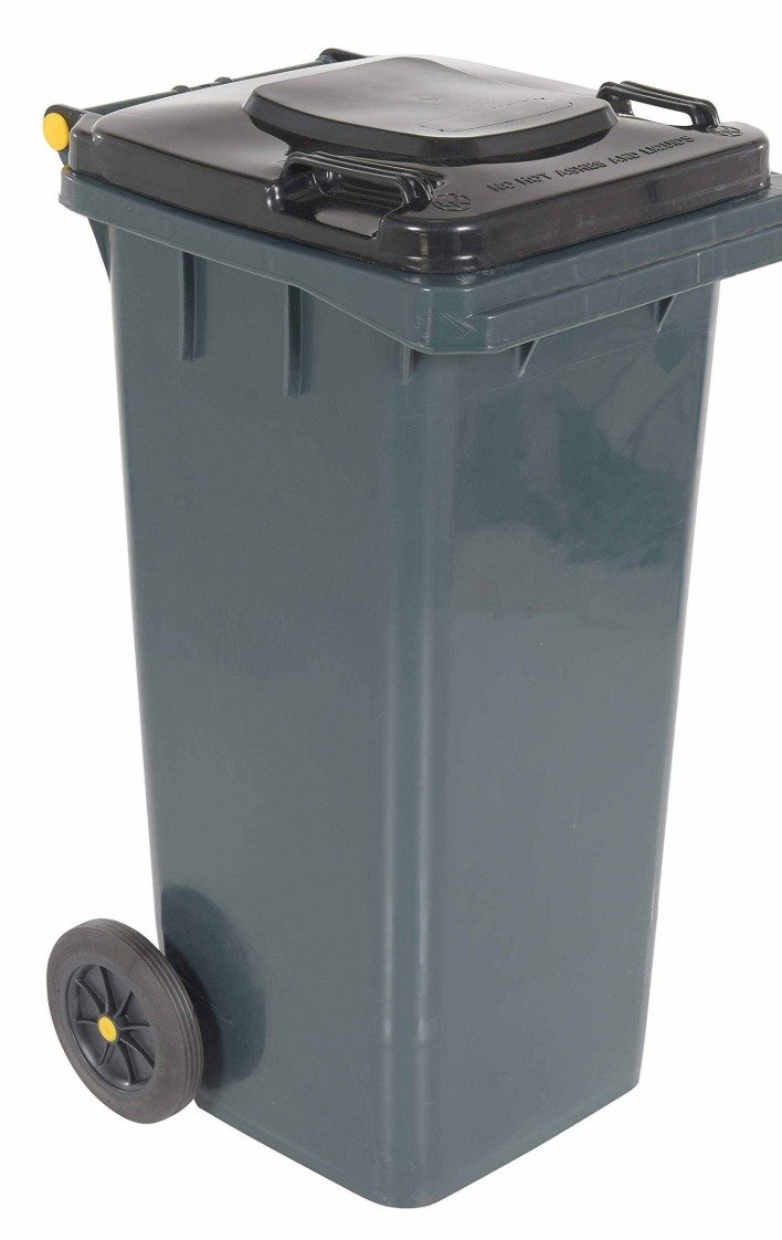 CAN, TRASH AND GARBAGE, STEP-ON, POLYETHYLENE, GRAY