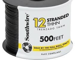 WIRE, ELECTRICAL, THHN, BLACK, 1 CORE,