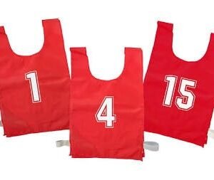 VEST, TRAINING, NUMBERED, POLYESTER, RED, LARGE