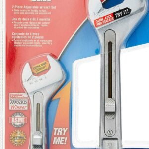 WRENCH SET, SLIDE ADJUSTABLE HANDLE, STEEL, 6-1/2 X 10-1/2 INCHES, 2 PIECES