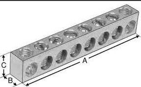 GROUND BAR, NEUTRAL, ALUMINUM, 6 CIRCUIT, 4-14 AWG