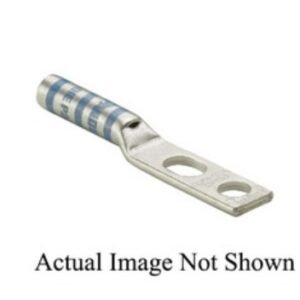 TERMINAL, LUG, TWO-HOLE, 90 DEGREE BENT, 6 AWG, COPPER, BLUE, 1/4 X 1.66 INCHES, MANUFACTURER: PANDUIT CORP,