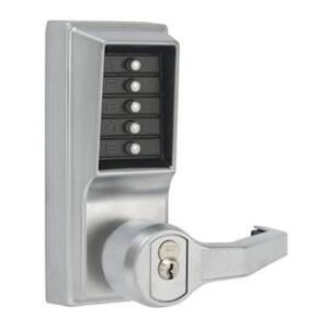 LOCK PUSHBUTTON, MECHANICAL, HEAVY DUTY, RIGHT HAND, COMBINATION AND KEY, W/LEVER