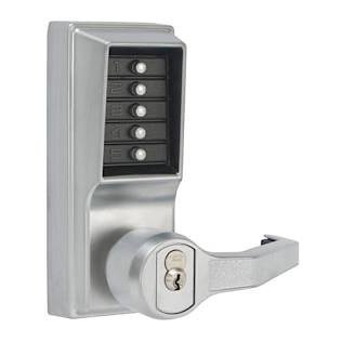 LOCK PUSHBUTTON, MECHANICAL, HEAVY DUTY, RIGHT HAND, COMBINATION AND KEY, W/LEVER