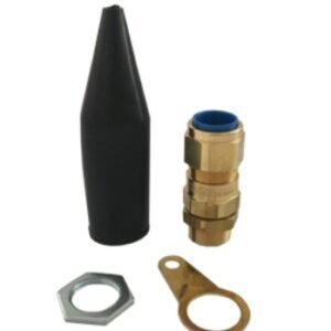 STUFFING TUBE (CABLE GLAND), W/EARTH TAG, BRASS, CW, 63 MM