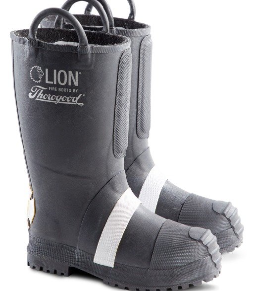 BOOTS, FIREMEN'S, RUBBER INSULATED FELT, LUG SOLE, NFPA 1971, WIDE, 10-1/2, MANUFACTURER: THOROGOOD SHOES WEINBRENNER, MODEL: WIDE,