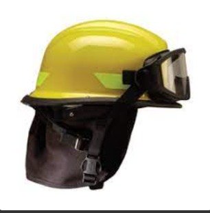 HELMET, FIREMEN'S, w/ GOGGLES, YELLOW, 11.5 X 11.6 X 6.5 INCHES