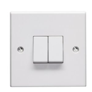 LIGHT-SWITCH, 2 WAY, 2 GANG, WHITE, 230V, 10A
