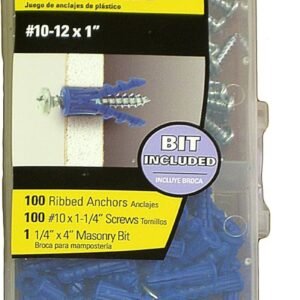 ANCHOR, KIT, WALL, PLASTIC, w/ SCREWS, 1-1/4 INCHES