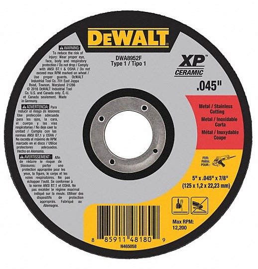 WHEEL, ABRASIVE, 46 GRIT, TYPE 1, CERAMIC