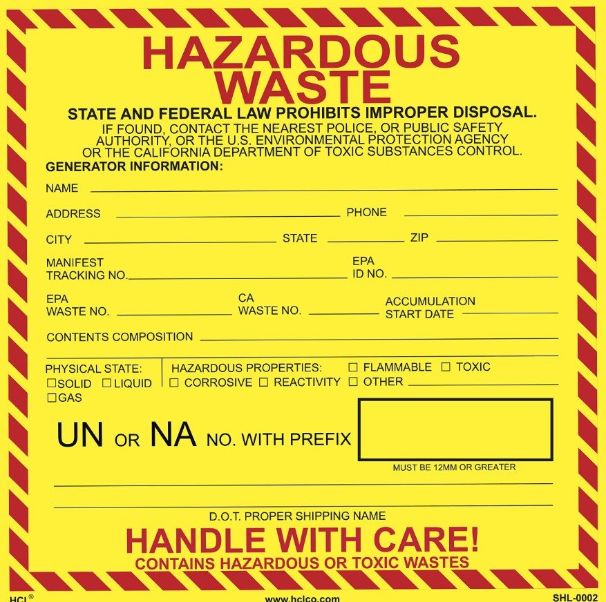 MARKER, IDENTIFICATION, HAZARDOUS WASTE