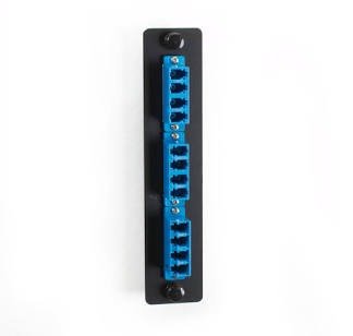 PANEL, FIBER ADAPTER, SINGLE MODE, LOW DENSITY, BLUE, 12 PORTS