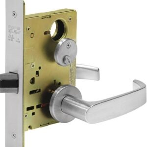 LOCKSET, MORTISE, SATIN CHROME, 2-3/4 1-3/4 INCHES
