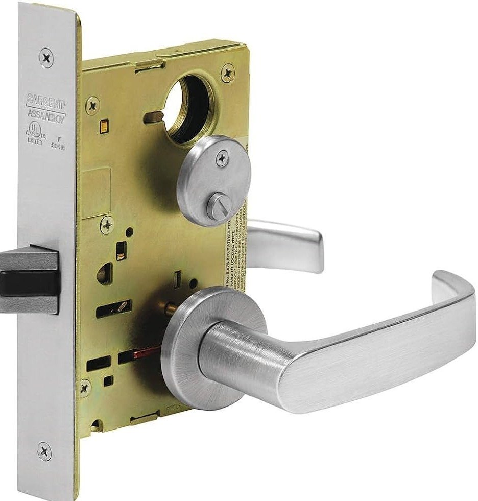 LOCKSET, MORTISE, SATIN CHROME, 2-3/4 1-3/4 INCHES