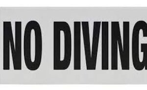 SIGN, SWIMMING POOL, “NO DIVING”, NON-SKID CERAMIC TILE, 1/4 X 6 X 6 INCHES