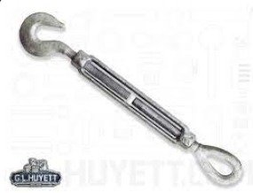 TURNBUCKLE, HOOK X EYE, CARBON STEEL, GALVANIZED, 1-1/4 X 18 INCHES