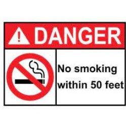 SIGN, DANGER, NO SMOKING WITHIN 50 FEET, FLEXIBLE VINYL