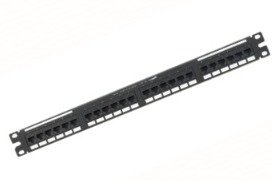 PANEL, PATCHING, COMMUNICATION, POLYMER, BLACK, 24 PORTS