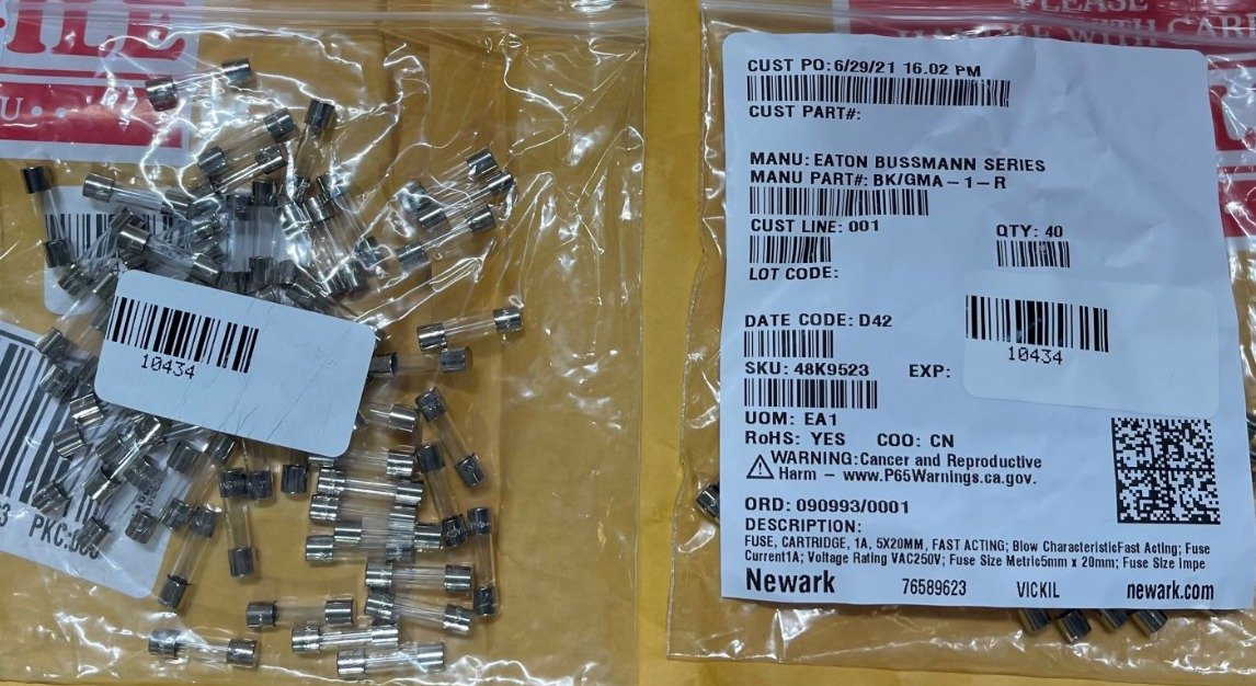 FUSE, CARTRIDGE, 250VAC, 1A