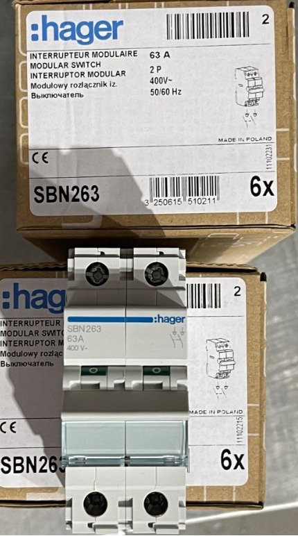 CIRCUIT BREAKER, (MCB), 2 POLE, 230-400 V, 63A