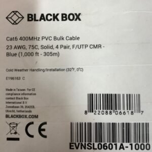 CABLE, CAT6, SHIELDED, PVC, BLUE, 23 AWG, 400 MHZ, 1000 FEET