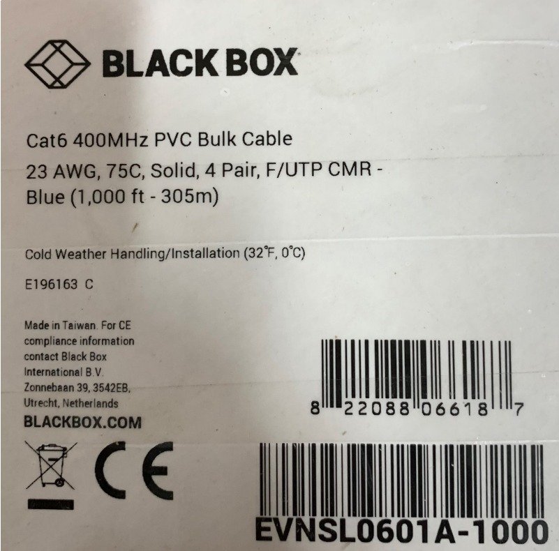 CABLE, CAT6, SHIELDED, PVC, BLUE, 23 AWG, 400 MHZ, 1000 FEET