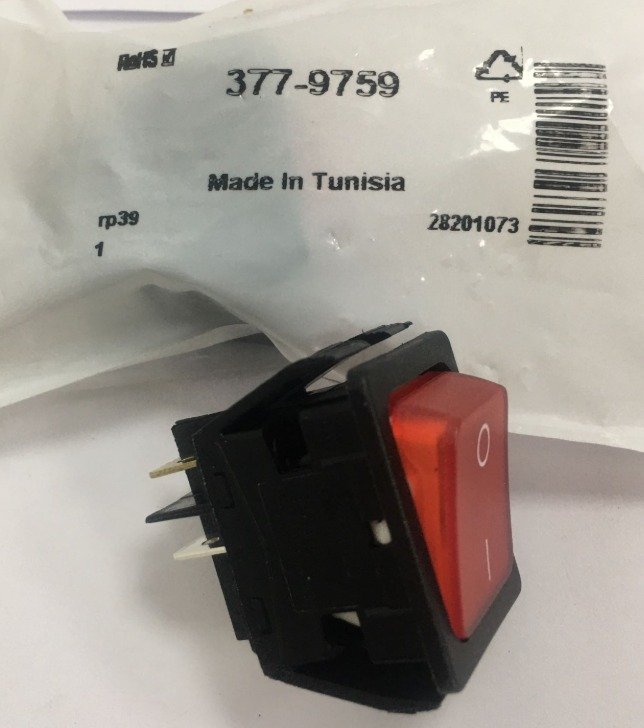 SWITCH, ON-OFF, RED ILLUMINATED, 250 VAC