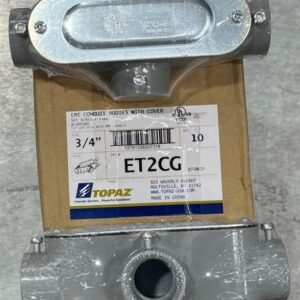 CONDUIT OUTLET, EMT, w/ COVER & GASKET, ALUMINUM DIE CAST, 3/4 INCH, TOPAZ, ET2CG,