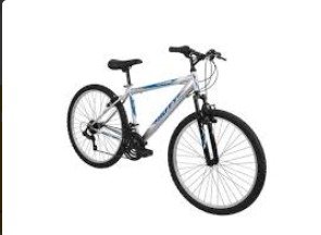 BICYCLE, MEN’S, MOUNTAIN, 21-SPEED, ALUMINUM, SILVER, 26 INCHES