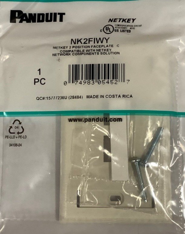 PLATE, WALL, (FACEPLATE), VERTICAL, 1-GANG, 2-PORT