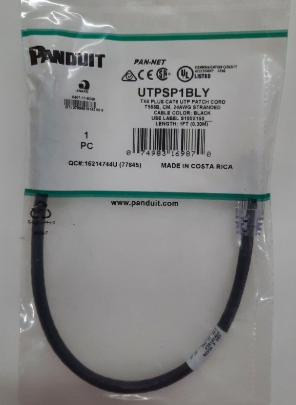 CABLE ASSEMBLY, PATCH, CAT6, U/UTP, 24 AWG, BLACK
