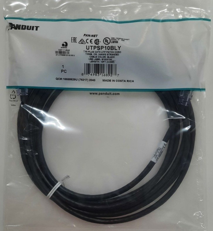 CABLE ASSEMBLY, PATCH, CAT6, U/UTP, 24 AWG, BLACK