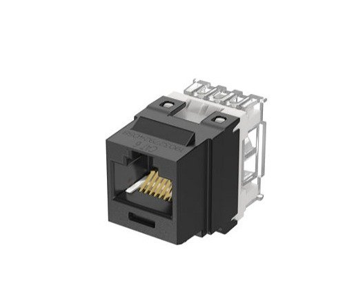 JACK, TIP, FEMALE, RJ-45, PLASTIC, BLACK,