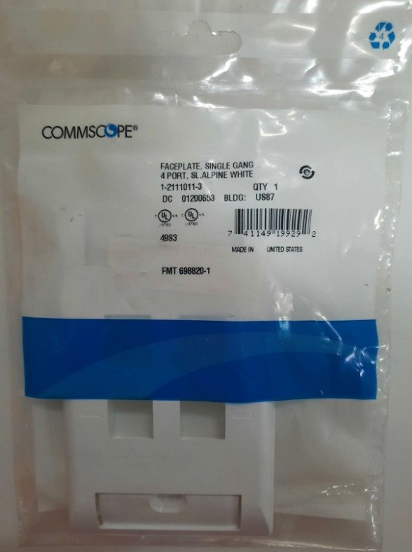 PLATE, WALL, (FACEPLATE), LABELED, THERMOPLASTIC, ALPINE WHITE, 1 GANG