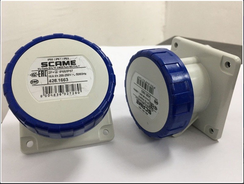 SOCKET, FLUSH MOUNT, FEMALE, 16A, 2P+E, 6H, 200-250V, 50/60HZ