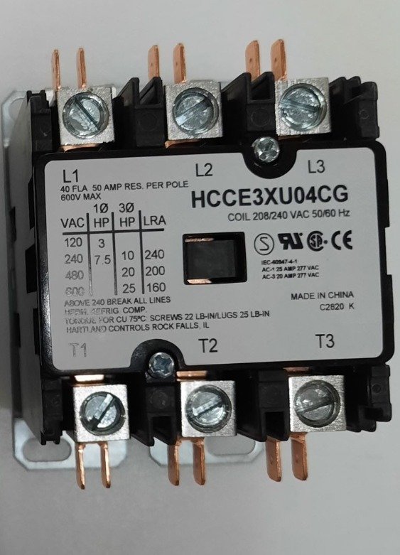 CONTACTOR, 3 POLE, 208-240V, 50A